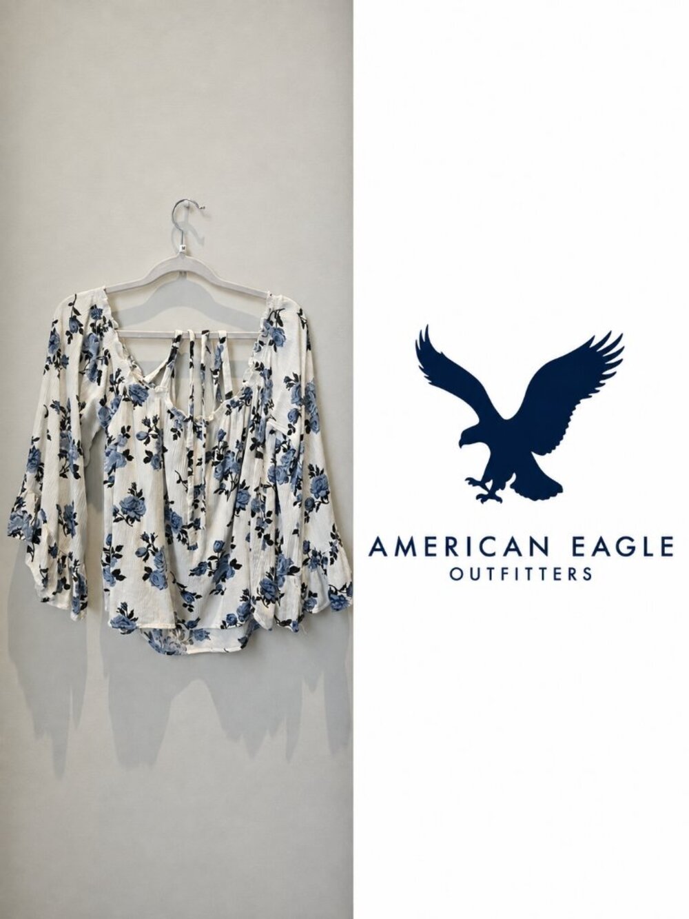 AMERICAN EAGLE OUTFITTERS  Floral Peasant Blouse - Medium,